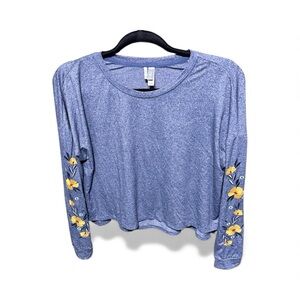 Miiyu Blue Floral Embroidered Women's Top medium